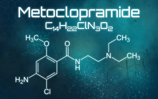 Chemische Formule Van Metoclopramide Een Futuristische Achtergrond — Stockfoto