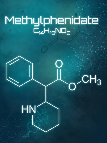 甲酰苯甲酯在未来学背景下的化学配方 — 图库照片