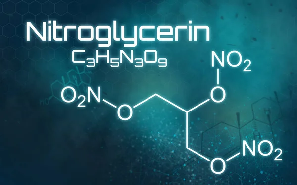 Chemický Vzorec Nitroglycerinu Futuristickém Pozadí — Stock fotografie