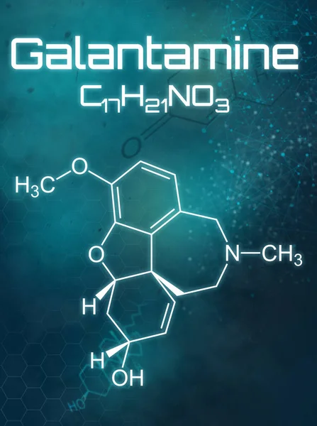 Fórmula Química Galantamine Fundo Futurista — Fotografia de Stock