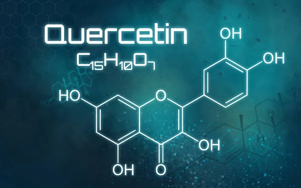 Wzór Chemiczny Quercetin Futurystycznym Tle — Zdjęcie stockowe