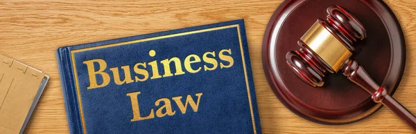 Ένα Σφυρί Ένα Βιβλίο Νόμου Business Law — Φωτογραφία Αρχείου
