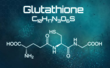 Chemical formula of Glutathione on a futuristic background clipart