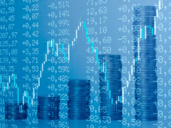 Achtergrond Met Financiële Grafieken Muntenstapels — Stockfoto
