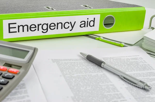 Carpeta Con Etiqueta Ayuda Emergencia — Foto de Stock