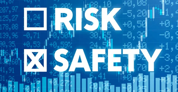 Conceptueel Beeld Met Financiële Kaarten Grafieken Risico Veiligheid — Stockfoto