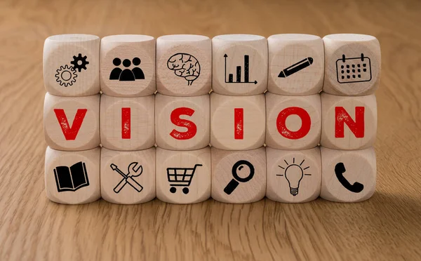 Dice Icons Word Vision — Stock Photo, Image