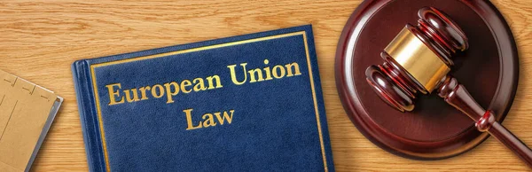 Kladívko Právní Knihou Právo Evropské Unie — Stock fotografie