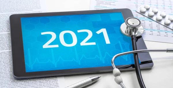 Tablet Number 2021 Display — Stock Photo, Image