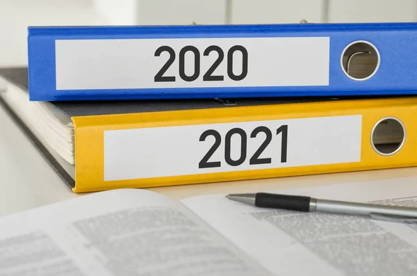 Pastas Com Rótulo 2021 2020 — Fotografia de Stock