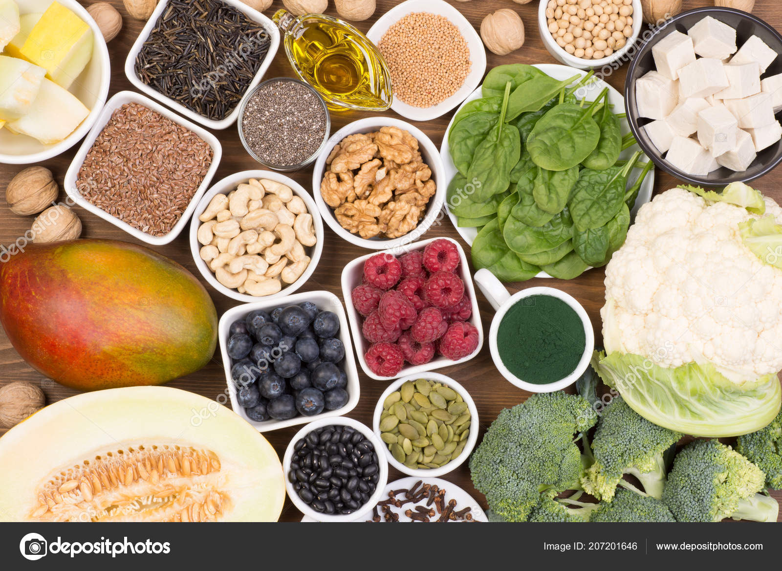 Vegan Sources Omega Fatty Acids Healthy Diet Stock Photo by ©photkas 207201646