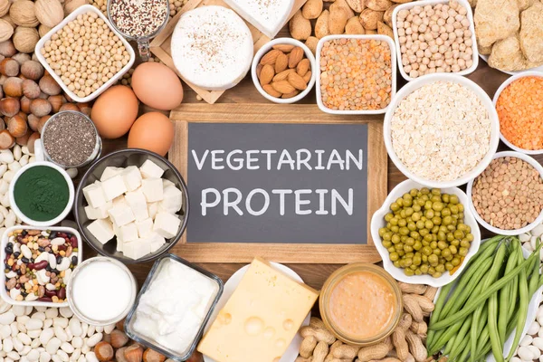 Protein Vegetarisk Kost Födokällor Vegetarisk Protein — Stockfoto