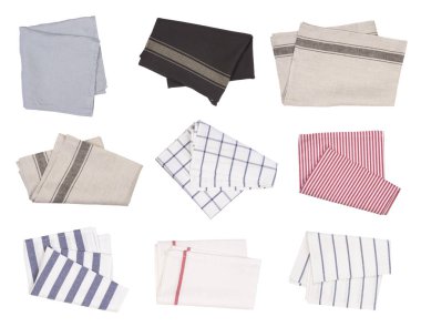 Beyaz arka planda izole edilmiş katlanmış çay havluları