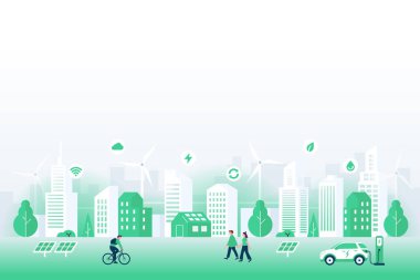 Sürdürülebilir Yeşil Akıllı Şehir Arkaplanı, Şehir Sürdürülebilirliği ESG konsept çizimi