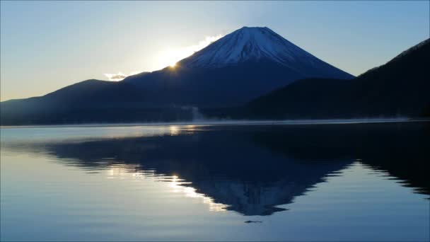 Fuji Nascer Sol Lago Motosu Japão Mp4 2019 — Vídeo de Stock