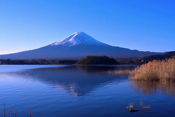 Monte Fuji Con Cielo Azul Desde Oishi Park Lago Kawaguchi — Foto de Stock