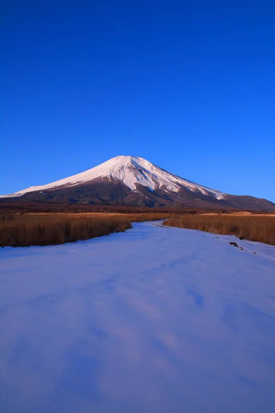Nashigahara 山梨県から雪景色の青空に富士山 2019 — ストック写真