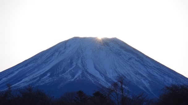 Diamond Fuji Sunrise Fujigane Japan Telephoto 2019 — стоковое видео