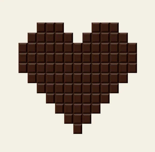 Chocolate Bar Heart Shape Delicious Chocolate Bar Background Isolated Vector — Stock Vector