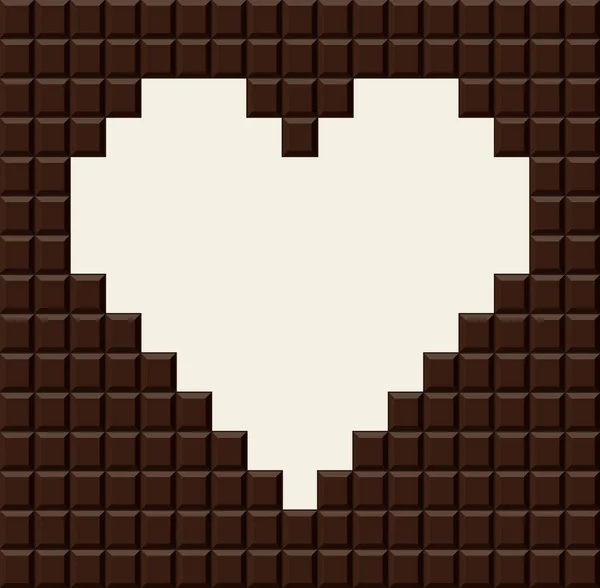 Barra Chocolate Forma Corazón Deliciosa Barra Chocolate Como Fondo Ilustración — Vector de stock