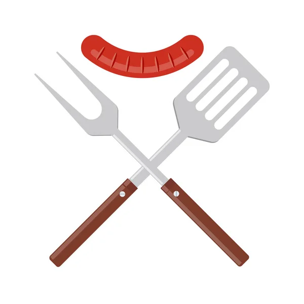 Bbq Oder Grill Tools Symbol Gekreuzte Grillgabel Und Spachtel Mit — Stockvektor