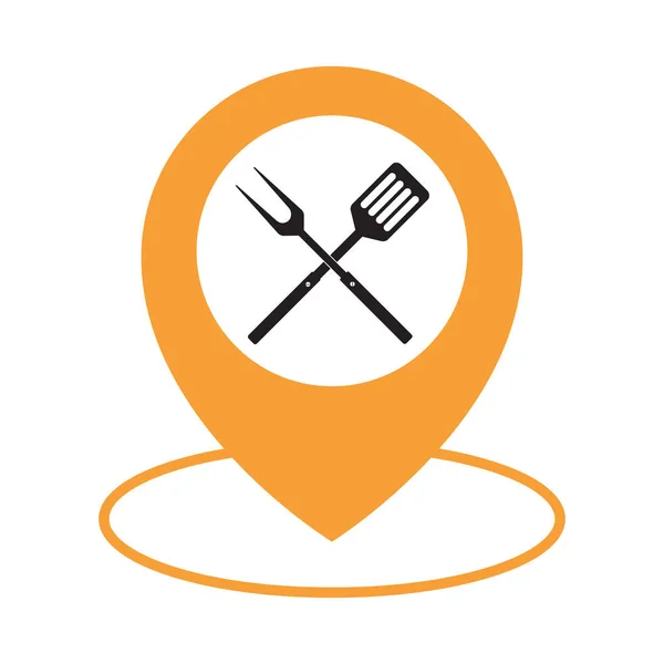 Emplacement Nourriture Icône Logo Élément Conception Barbecue Icône Des Outils — Image vectorielle