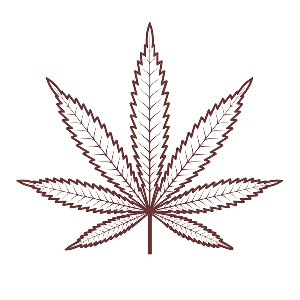 大麻或大麻叶 医疗大麻大麻叶的矢量剪影 老式大麻标签标志模板设计 杂草图标 在白色背景上隔离的矢量插图 — 图库矢量图片