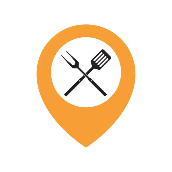 Emplacement Nourriture Icône Logo Élément Conception Barbecue Icône Des Outils — Image vectorielle