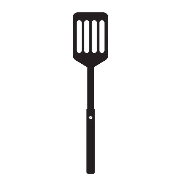 Spatule Cuisine Pour Cuisson Spatule Barbecue Silhouette Simple Noire Barbecue — Image vectorielle