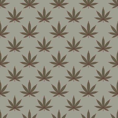 Marihuana yaprağı ile Seamless modeli. Esrar arka plan. Desen kumaş tasarım, duvar kağıdı, kağıt kaydırma için kullanılabilir. İzole vektör çizim.