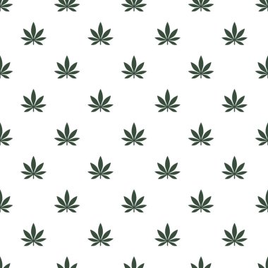 Marihuana yaprağı ile Seamless modeli. Esrar arka plan. Desen kumaş tasarım, duvar kağıdı, kağıt kaydırma için kullanılabilir. İzole vektör çizim.