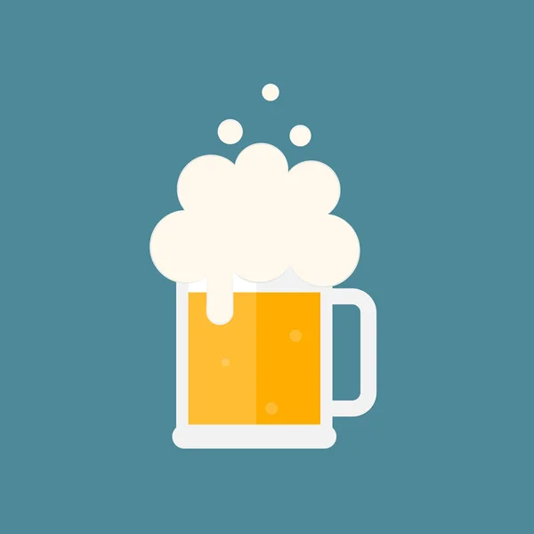 Taza Cerveza Con Espuma Ilustración Vectorial Plana Aislado — Vector de stock