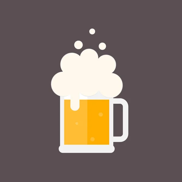 Taza Cerveza Con Espuma Ilustración Vectorial Plana Aislado — Vector de stock