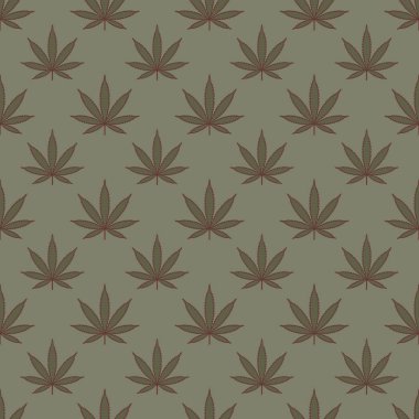 Marihuana yaprağı ile Seamless modeli. Esrar arka plan. Desen kumaş tasarım, duvar kağıdı, kağıt kaydırma için kullanılabilir. İzole vektör çizim.