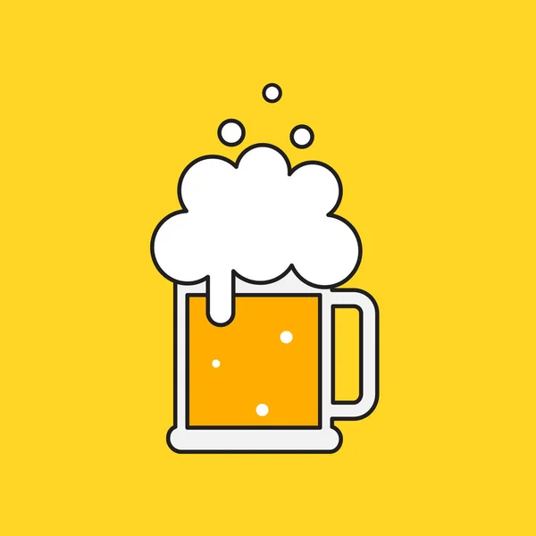 Taza Cerveza Con Espuma Logo Plantilla Símbolo Ilustración Vectorial Diseño — Vector de stock