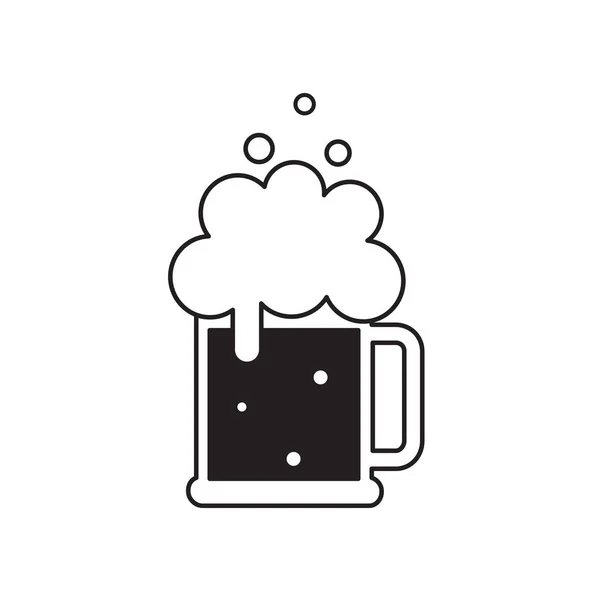 Bira Kupa Köpük Vektör Siyah Bira Simgesi Sembol Şablonu Logo — Stok Vektör
