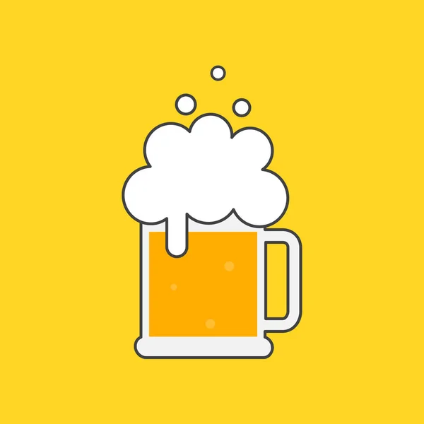 啤酒杯泡沫 符号模板徽标 矢量插画平面设计 — 图库矢量图片