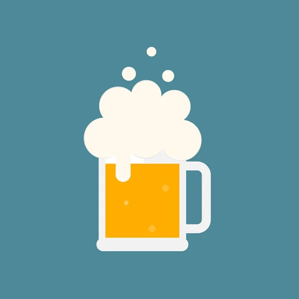 Taza Cerveza Con Espuma Ilustración Vectorial Plana Aislado — Vector de stock