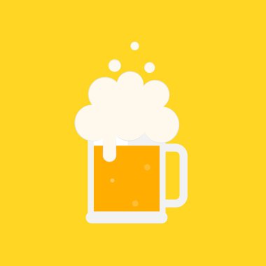 Bira kupa köpük. Düz vektör çizim. İzole