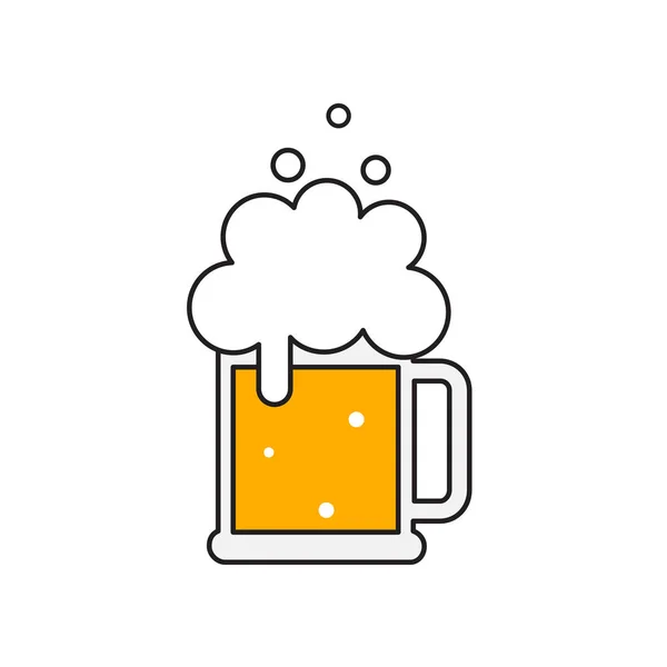 Taza Cerveza Con Espuma Logo Plantilla Símbolo Ilustración Vectorial Diseño — Archivo Imágenes Vectoriales