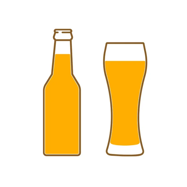 一杯啤酒和一瓶酒 符号模板徽标 白色背景上的孤立向量图 — 图库矢量图片