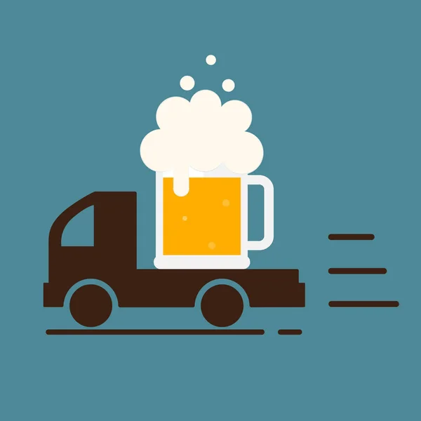 Livraison Bière Logo Modèle Symbole Illustration Vectorielle Isolée — Image vectorielle