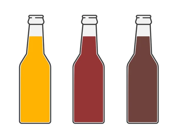 Botellas Cerveza Tres Versiones Cerveza Ligera Cerveza Negra Cerveza Ámbar — Archivo Imágenes Vectoriales