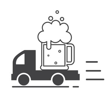 Bira teslim. Sembol şablonu Logo. İzole vektör çizim