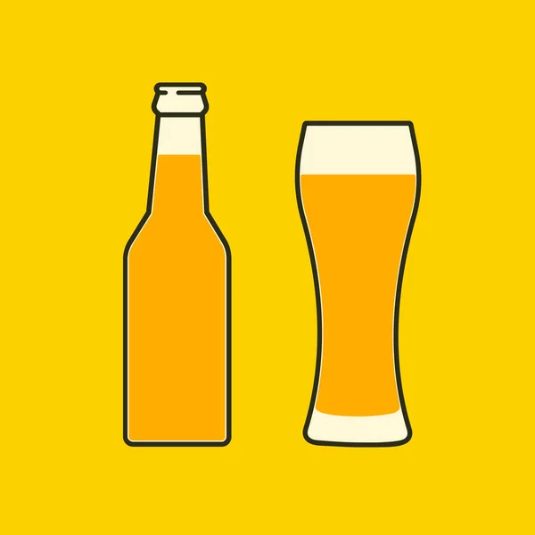 Copo Cerveja Garrafa Plana Icon Symbol Template Logo Ilustração Vetorial —  Vetores de Stock