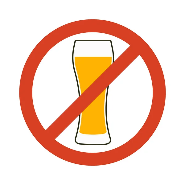 Alkol Yok Gibi Alkol Içecekler Yasaklayan Bira Cam Ile Kırmızı — Stok Vektör