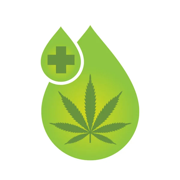 Medische Cannabis Olie Pictogram Ontwerp Met Marihuana Blad Hennep Olie — Stockvector