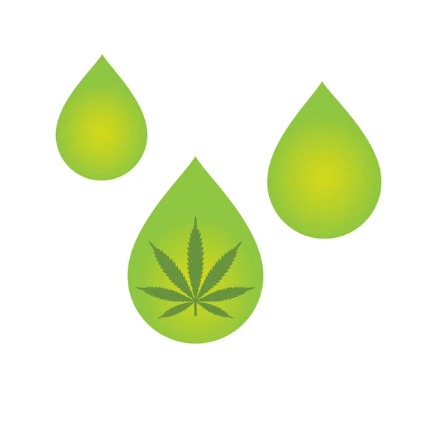 Diseño Del Icono Del Aceite Cannabis Medicinal Con Hoja Marihuana — Archivo Imágenes Vectoriales