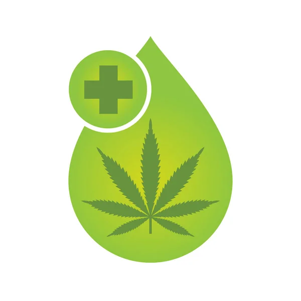 Diseño Del Icono Del Aceite Cannabis Medicinal Con Hoja Marihuana — Vector de stock