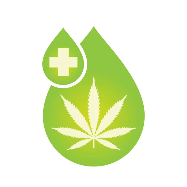 Tıbbi Esrar Petrol Simgesi Tasarım Marihuana Yaprağı Kenevir Yağı Damla — Stok Vektör